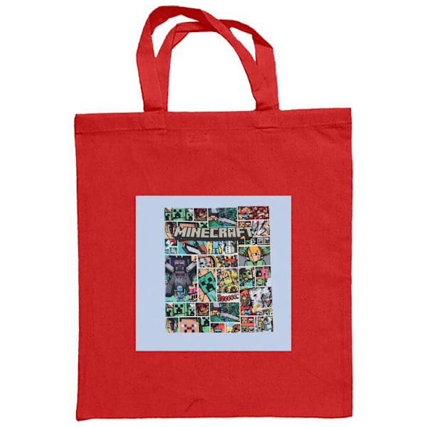 Mulepose | Holdbar Indkøbstaske i Stof Minecraft Kunst Rød one size