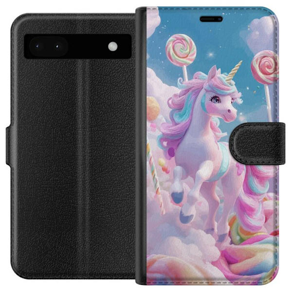 Google Pixel 6a Lompakkokotelo Yksisarvinen Candy Pastel Kawaii Suunnittelu Söpö Suosittu Väri Graafinen Trendi Lapsen Teema Fantasia Taide