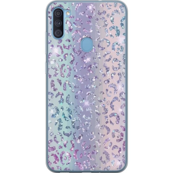 Samsung Galaxy A11 Gennemsigtig cover Glitter Leopard