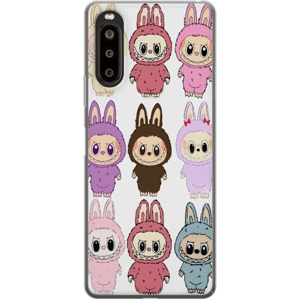 Sony Xperia 10 II Genomskinligt Skal Labubu Pink Monster – Popkonst med Kawaii-touch