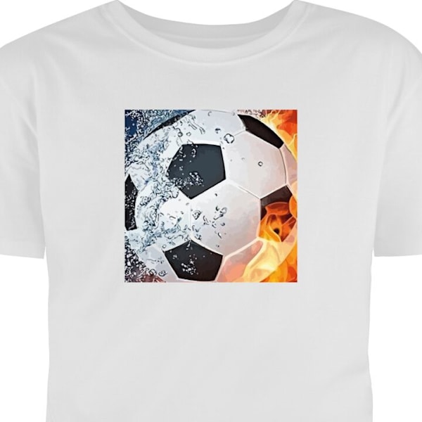 Børne T-shirt | Behagelig T-shirt til Børn Fodbold Ild hvid 5-6 År