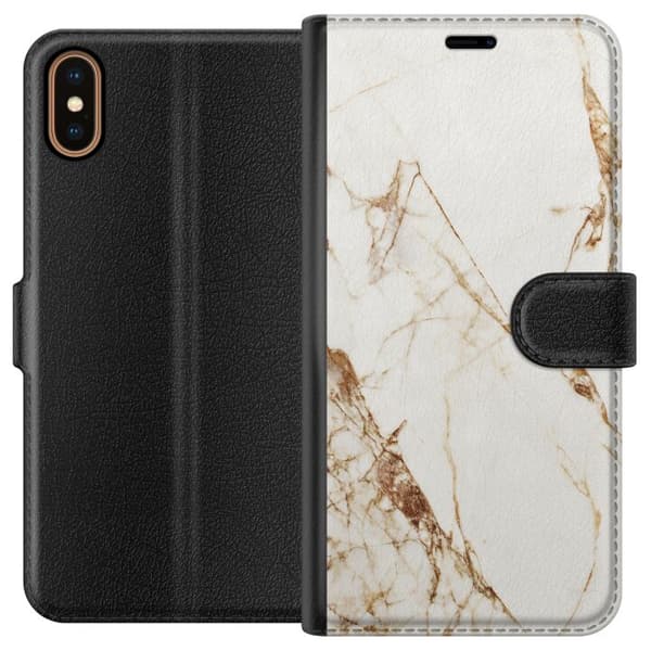 Kompatibel Tegnebogsetui til Apple iPhone X Hvid marmor