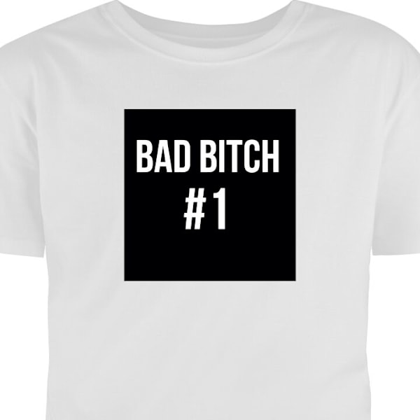 T-shirt til Voksen | Klassisk Voksen T-shirt Bad Bitch #1 hvid S