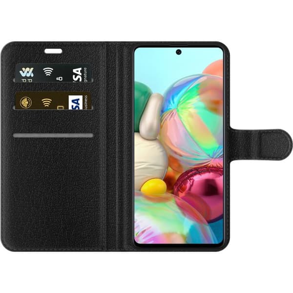 Kompatibel Tegnebogsetui til Samsung Galaxy A71 Spaghetti och streckkod beige