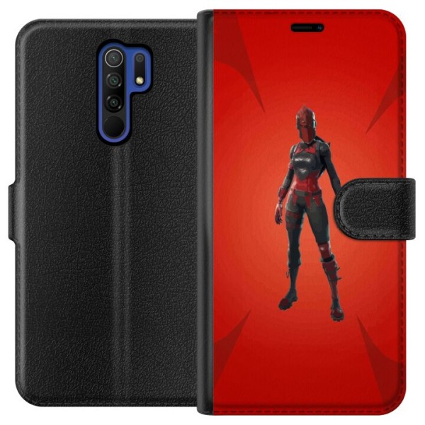 Xiaomi Redmi 9 Lommeboketui Fortnite - Rød Ridder