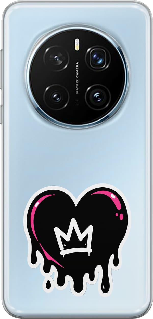 Kompatibel Mobilcover til Honor Magic7 Pro Kronet hjerte - Sort motiv med sort dryppende hjerte med krone. sort