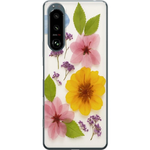 Sony Xperia 5 III Gennemsigtig cover Pressede blomster