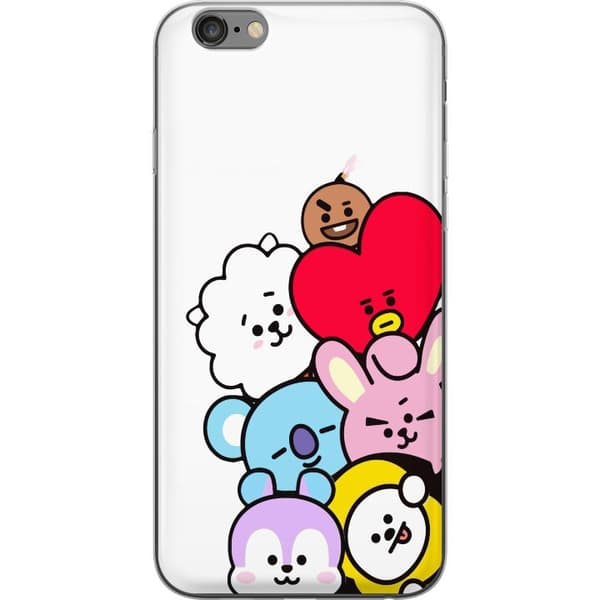 Kompatibelt Mobildeksel til Apple iPhone 6 Plus BT21-karakterer sammen i en søt minimalistisk illustrasjon hvit