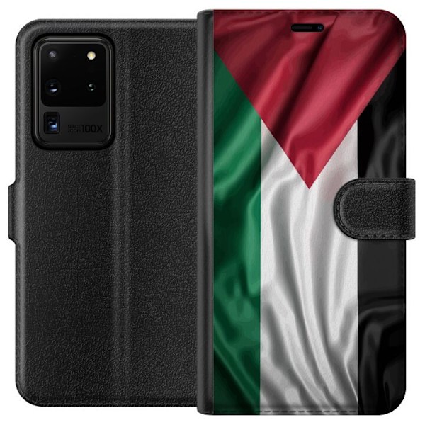 Samsung Galaxy S20 Ultra Plånboksfodral Palestinaflaggan – ikoniskt frihetsmotiv i rött, svart, vitt och grönt