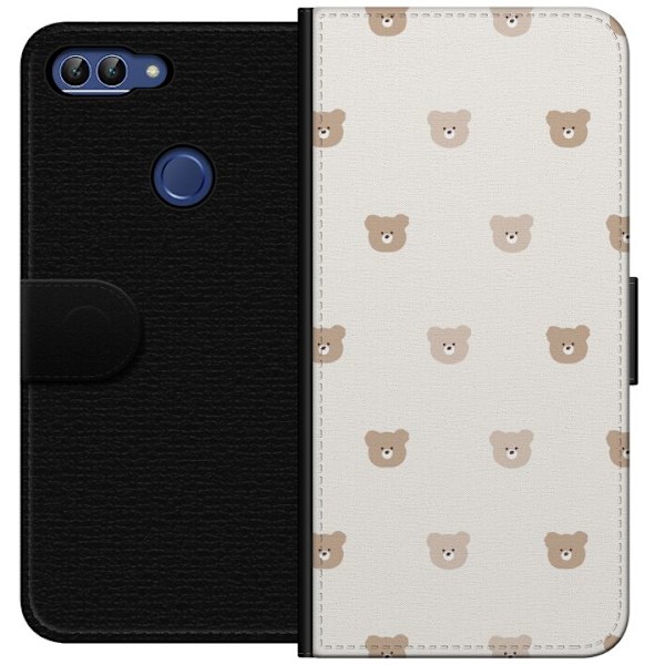 Huawei P smart Lompakkokotelo Teddy-tausta - söpöt teddykarhut pehmeällä taustalla