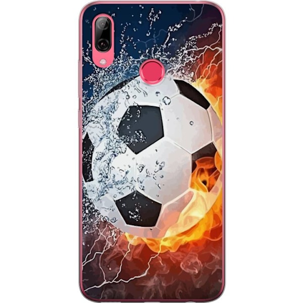 Huawei Y7 (2019) Gennemsigtig cover Fodbold Ild