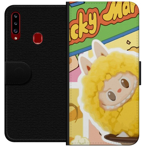 Samsung Galaxy A20s Plånboksfodral Labubu Wacky Mart Pop Mart Serie Samlarfigur Söt Design Populärt Motiv Figurserie Kreativ Art Toy