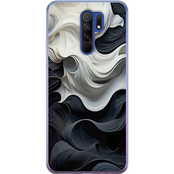 Xiaomi Redmi 9 Gennemsigtig cover Silke Sort/Hvid