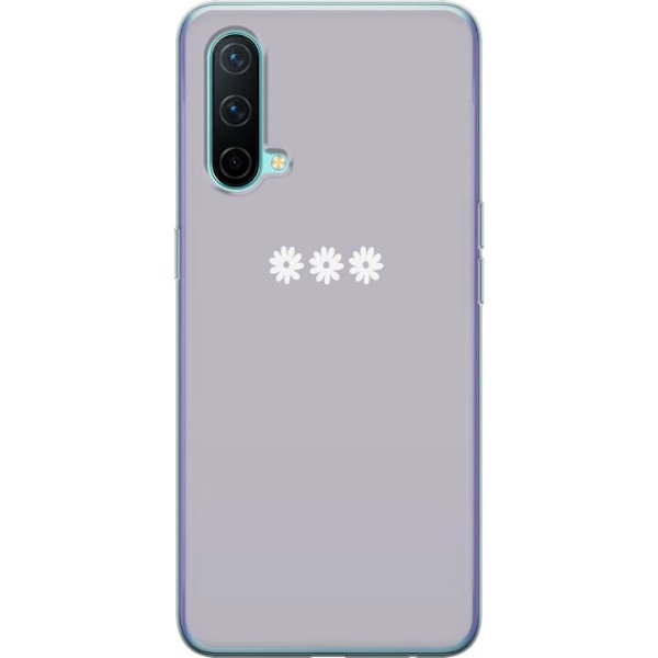OnePlus Nord CE 5G Genomskinligt Skal Lila Blomminimalism – stilrent blommotiv på lila bakgrund