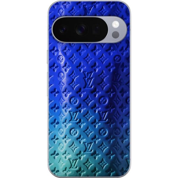 Kompatibelt Mobildeksel til Google Pixel 11 Pro XL Blått luksuriøst monogrammønster med elegant preget tekstur blå
