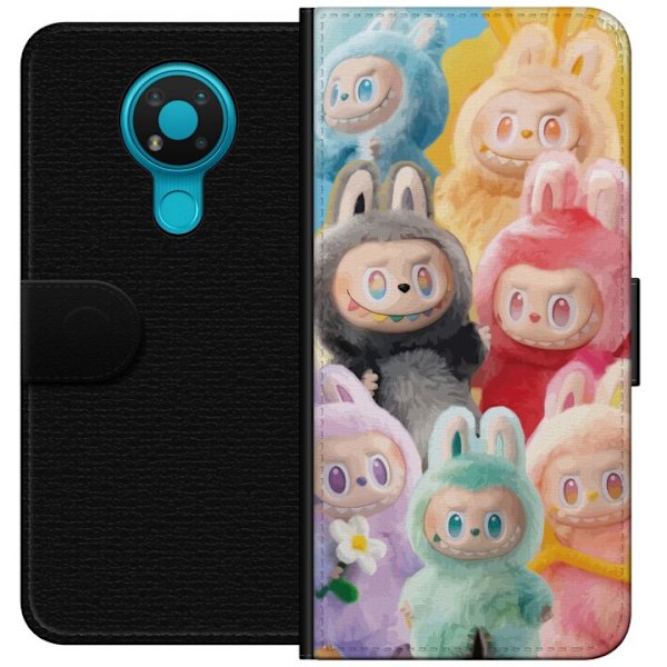 Nokia 3.4 Plånboksfodral Labubu Sketch Style – Handritat monster i tusch