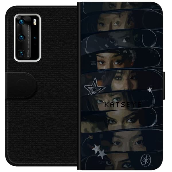 Kompatibelt Plånboksfodral till Huawei P40 Pro KATSEYE svart