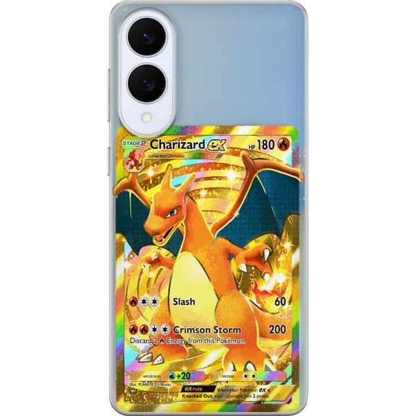 Kompatibelt Mobildeksel til Samsung Galaxy S25 Edge GyllenCharizard EX samlerkort med regnbueeffekter gull