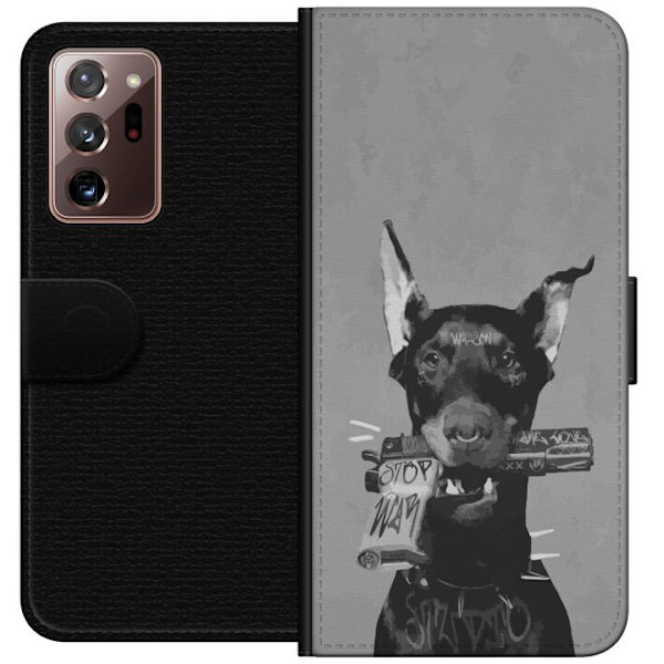 Samsung Galaxy Note20 Ultra Lompakkokotelo Harmaa Koira Graafinen Suunnittelu Kovan Eläinaiheen Katutaide Urbaani Trendi Koiran Ystävä Tyyli Suosit