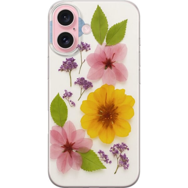 Apple iPhone 16 Gjennomsiktig deksel Pressede blomster