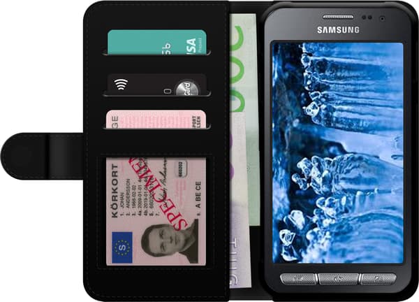 Kompatibel Tegnebogsetui til Samsung Galaxy Xcover 3 Audi – Sølvfarvede ringe – Fire sølvfarvede ringe over grå og sorte diagonale linjer på grå bagg grå