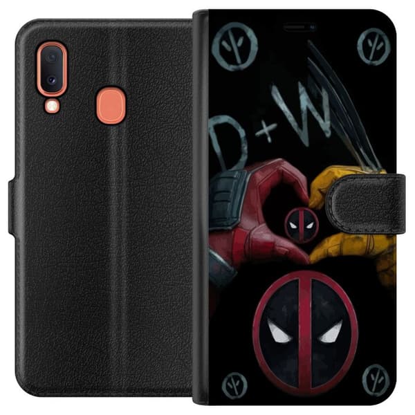 Kompatibelt Lommeboketui til Samsung Galaxy A20e Deadpool & Wolverine Kjærlighet