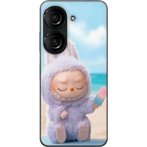 Asus Zenfone 10 Genomskinligt Skal Labubu Pink Mood – Rosa monsterdesign