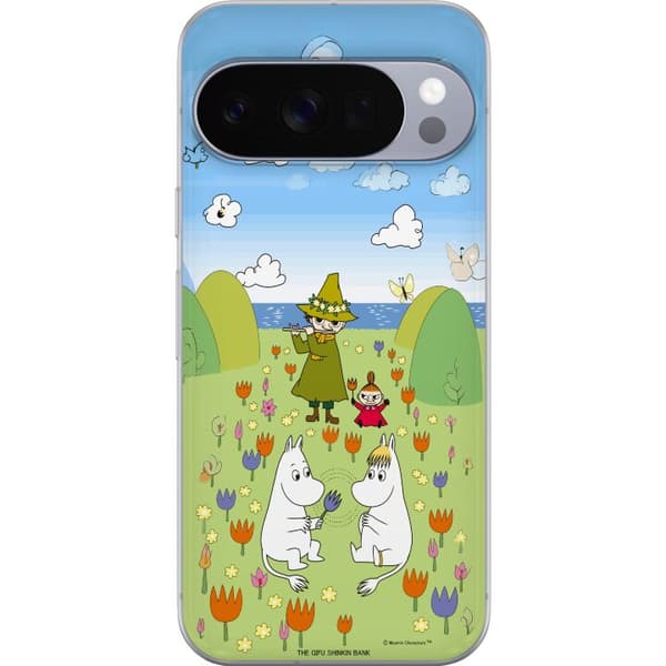 Kompatibelt Mobildeksel til Google Pixel 10 Pro Mumin i blomsteräng grønn