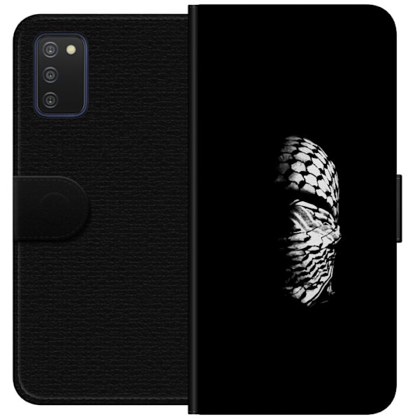 Samsung Galaxy A03s Tegnebogsetui Keffiyeh-mønster - klassisk sort-hvid palæstinensisk tørklæde med kulturel betydning