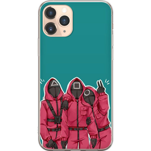 Apple iPhone 11 Pro Genomskinligt Skal Squid Game Karaktärer Grafisk Design Seriefigurer Populär TV Motiv Asiatisk Stil Spännande Trend