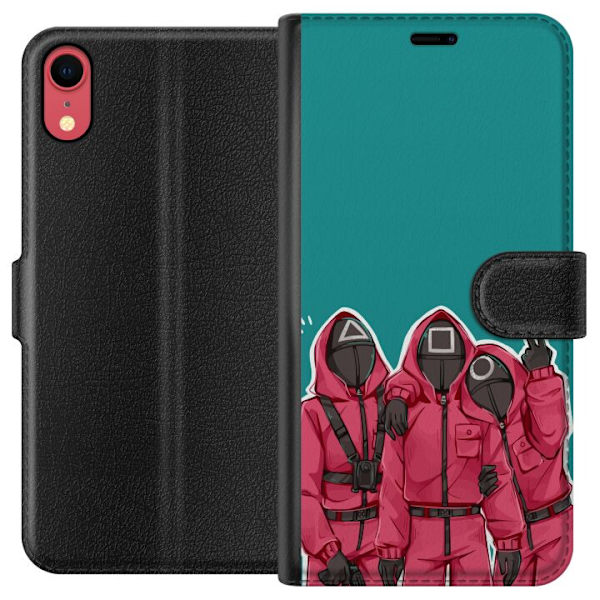 Apple iPhone XR Tegnebogsetui Squid Game Karakterer Grafisk Design Seriefigurer Populær TV Motiv Asiatisk Stil Spændende Trend