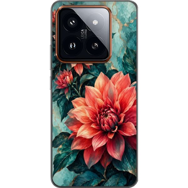 Kompatibelt Mobildeksel til Xiaomi 14 Pro Korallgeorginer turkis