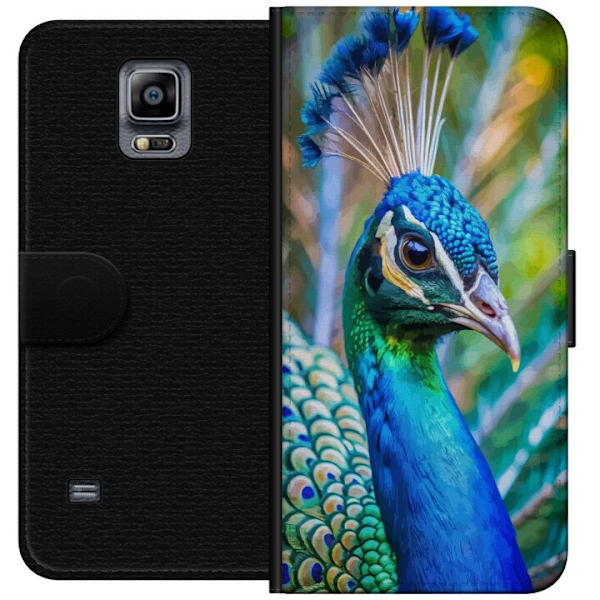 Samsung Galaxy Note 4 Lompakkokotelo Pavun Sulat Värikäs Design Lintuaihe Eksoottinen Graafinen Suunnittelu Luonto Ylellinen Koristelu