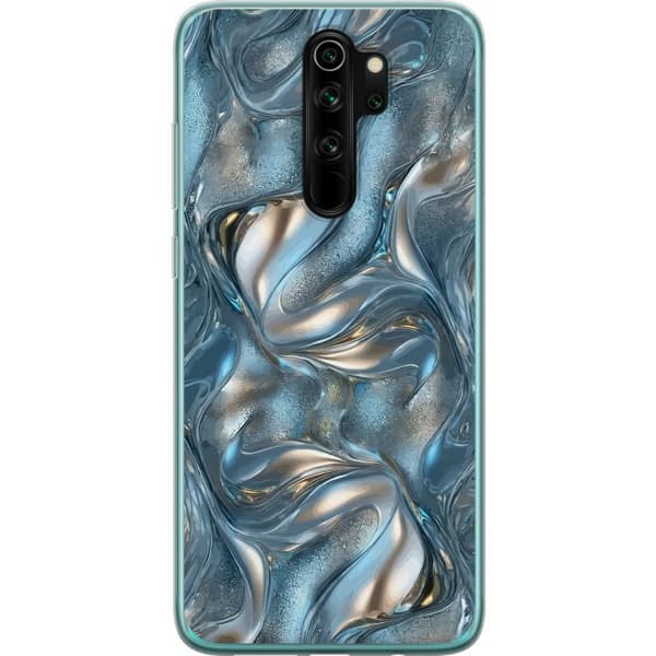 Kompatibelt Mobildeksel til Xiaomi Redmi Note 8 Pro  Abstrakt flytende krom i sølv og blå metallisk effekt sølv