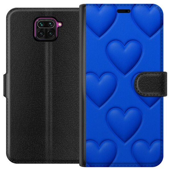 Xiaomi Redmi Note 9 Lompakkokotelo Siniset Sydämet