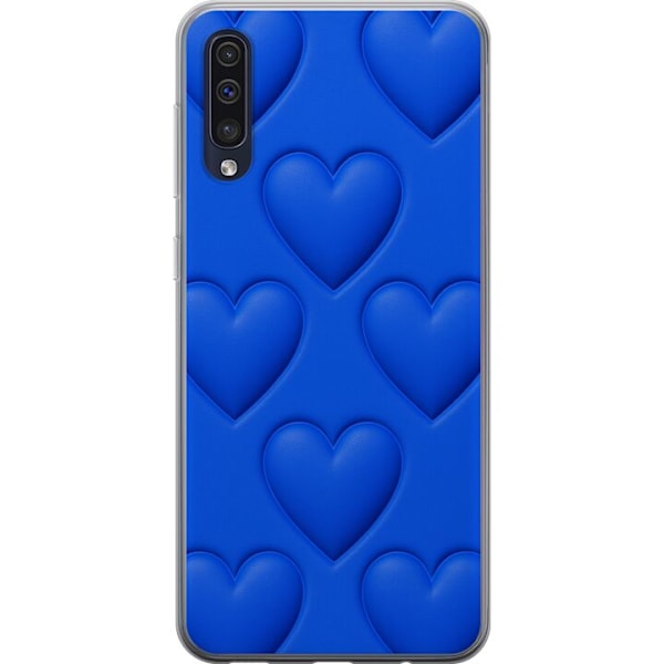 Samsung Galaxy A50 Läpinäkyvä kuori Siniset Sydämet