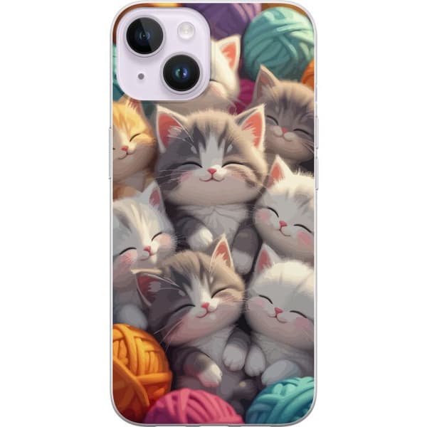 Kompatibelt Mobilskal till Apple iPhone 15 Plus Sovande kattungar beige