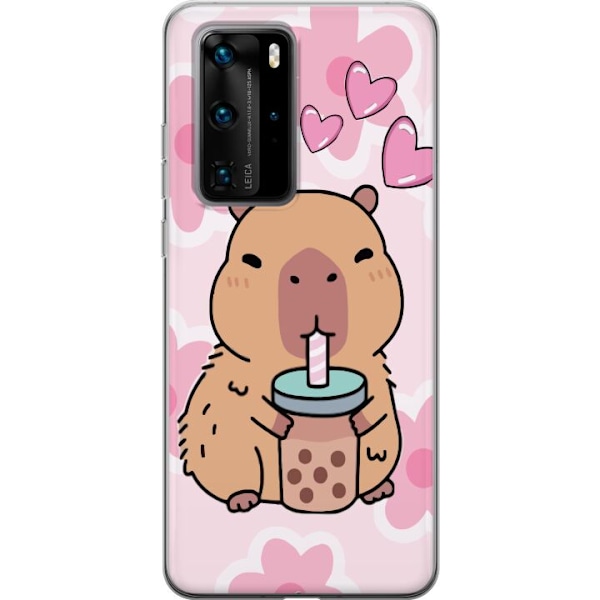 Huawei P40 Pro Gjennomsiktig deksel Kawaii Capybara Hjerteanim