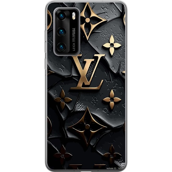 Huawei P40 Genomskinligt Skal Louis Vuitton Dark Mode Design Svart Lyx Stil Fashion Populärt Grafiskt Mönster Modeikon Lyxmärke