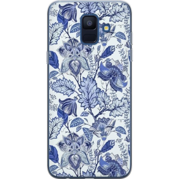 Samsung Galaxy A6 (2018) Gennemsigtig cover Blomster Blå...