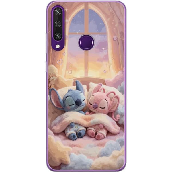 Kompatibelt Mobilskal till Huawei Y6p Sovande blå och rosa figurer rosa