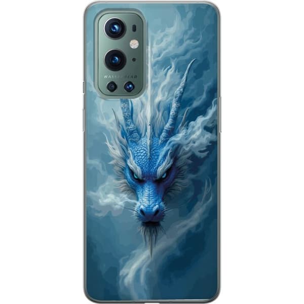 Kompatibelt Mobildeksel til OnePlus 9 Pro Mektig blå isdrage omgitt av tåke og frost blå