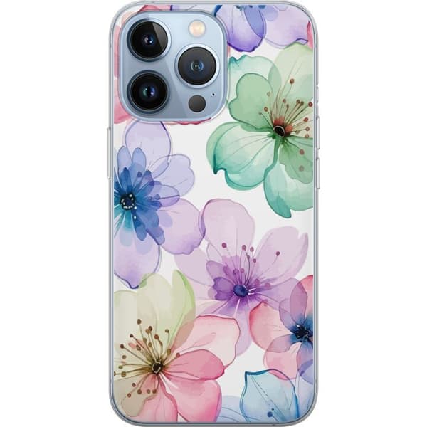 Kompatibelt Mobildeksel til Apple iPhone 13 Pro Akvarellblomster i myke pastellfarger