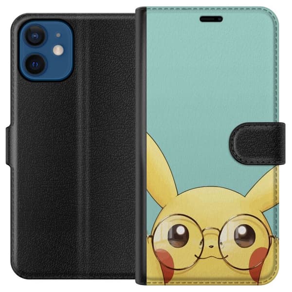 Kompatibel Tegnebogsetui til Apple iPhone 12 mini Pikachu briller