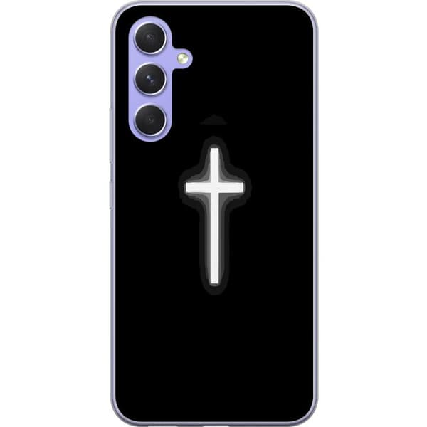Kompatibel Mobilcover til Samsung Galaxy A54 Lysande vitt kors sort