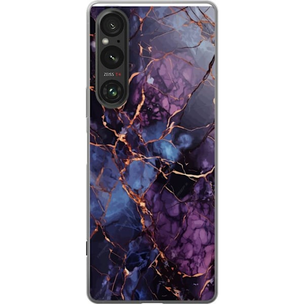 Sony Xperia 1 V Genomskinligt Skal Marmor Blå Lila