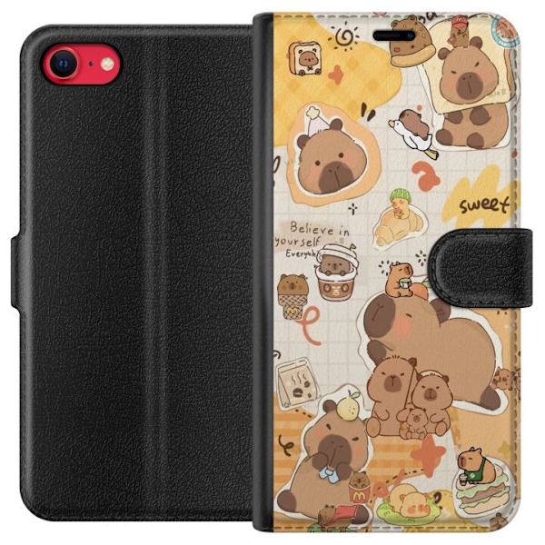 Apple iPhone SE (2022) Tegnebogsetui Kawaii capybara mobilskal med gulliga djurmotiv