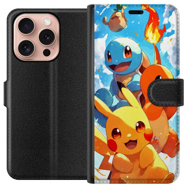 Apple iPhone 16 Pro Tegnebogsetui Pocket Creatures - inspireret af Pokémon uden at nævne navnet