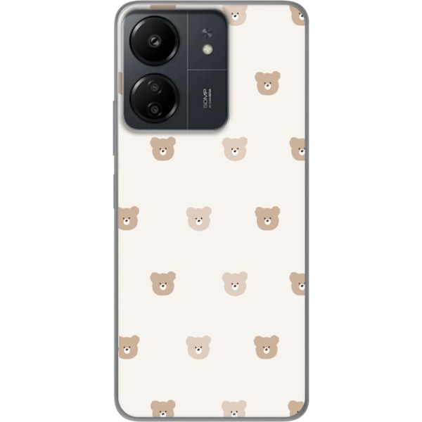 Xiaomi Redmi 13C Gennemsigtig cover Teddybaggrund - søde teddybjørne mod en blød baggrund