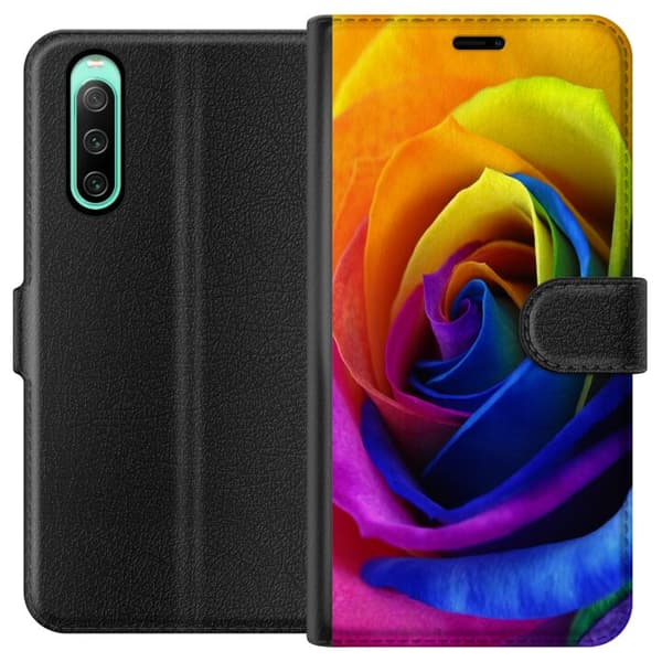 Kompatibelt Lommeboketui til Sony Xperia 10 IV Regnbue Rose